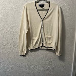Vintage Ralph Lauren Polo Sport knit cream cardigan blue trim